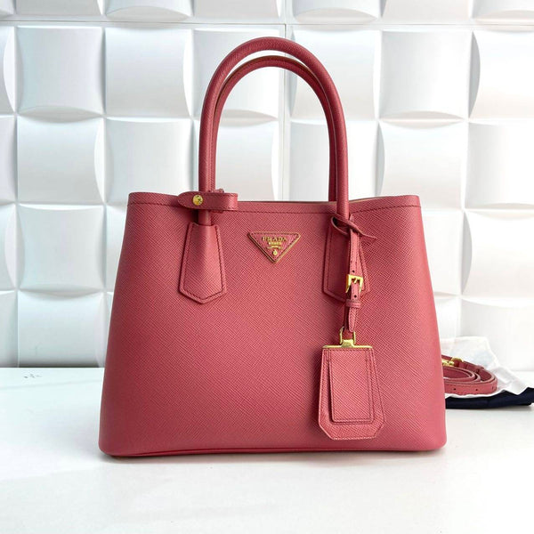 【TikTok Livestream】Prada Cuir Double Small Pink Tote AMG0629