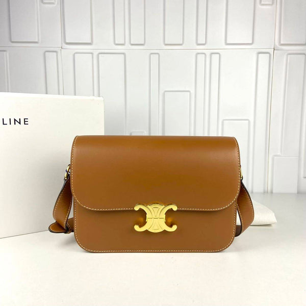 【TikTok Livestream】Celine Calfskin Classique Triomphe Caramel