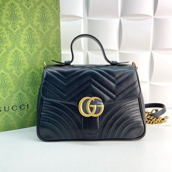 【TikTok Livestream】Gucci/GG Marmont Top Handle Black