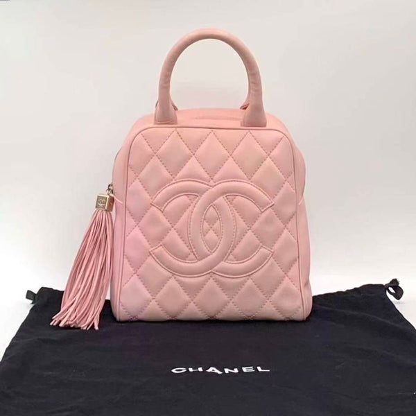 Chanel/CC Calfskin Timeless Vertical Bowling Bag Pink