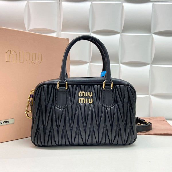 【TikTok Livestream】Miu Miu Nappa Leather Arcadie Matelassé Black