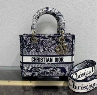 【TikTok Livestream】Dior/CD LadyDior D Lite Medium Navy
