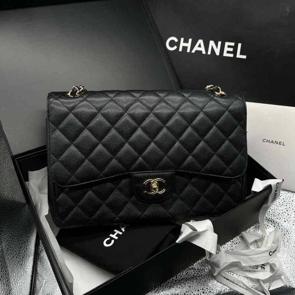 Chanel/CC Jumbo Double Quilted Flap Black