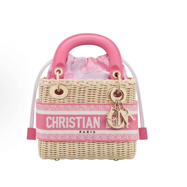 【TikTok Livestream】Dior/CD Wicker LadyDior Mini Oblique Pink CPU0809