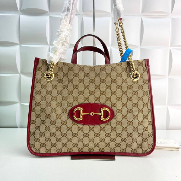 【TikTok Livestream】Gucci/GG 1955 Horsebit Tote Red CPU0703