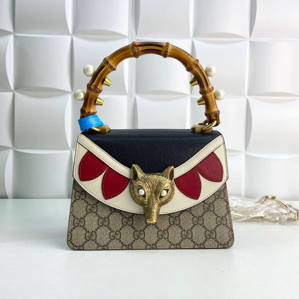 【TikTok Livestream】Gucci/GG Mini Fox Pearl Bamboo Top Handle Beige/Black CPU0627