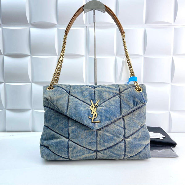 【TikTok Livestream】Saint Laurent/YSL Denim Loulou Vintage Flap Chain Blue CPU0706