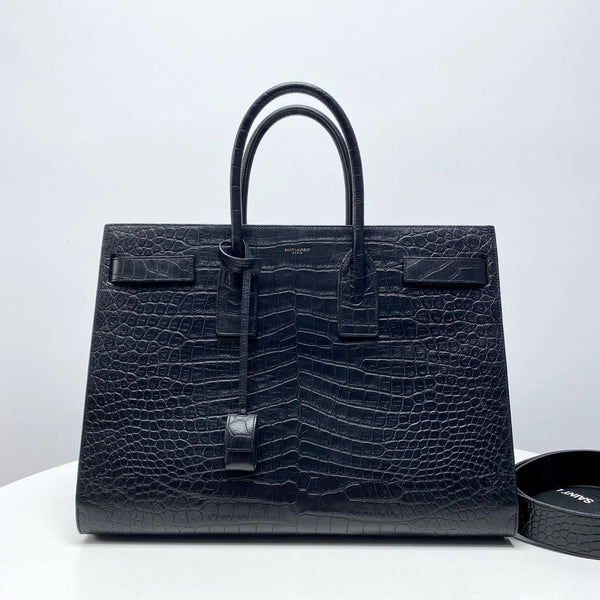 【TikTok Livestream】Saint Laurent/YSL Sac De Jour Croco Embossed Black 0801
