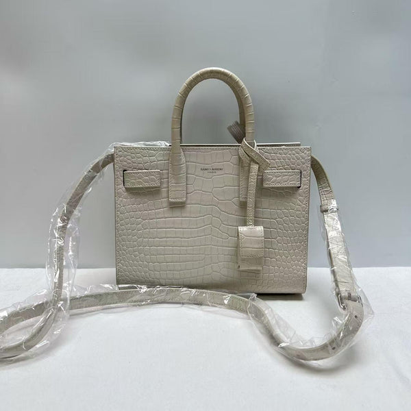 【TikTok Livestream】Saint Laurent/YSL Sac De Jour Nano Croco Embossed White GIA0820