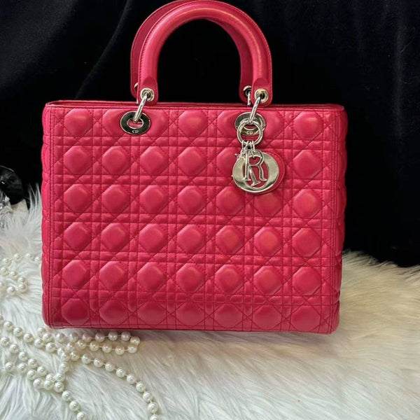 【TikTok Livestream】Dior/CD Lambskin LadyDior Large Deep Red