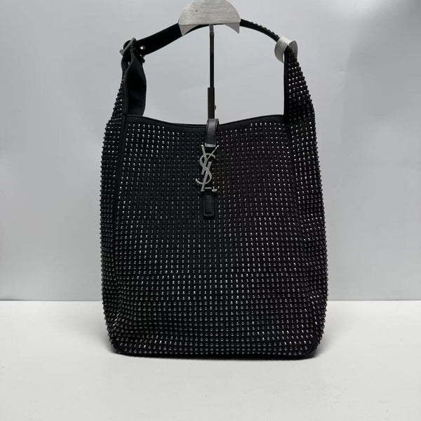 【TikTok Livestream】Saint Laurent/YSL Le 5 A 7 Allover Crystal North South Hobo Black CPU0730