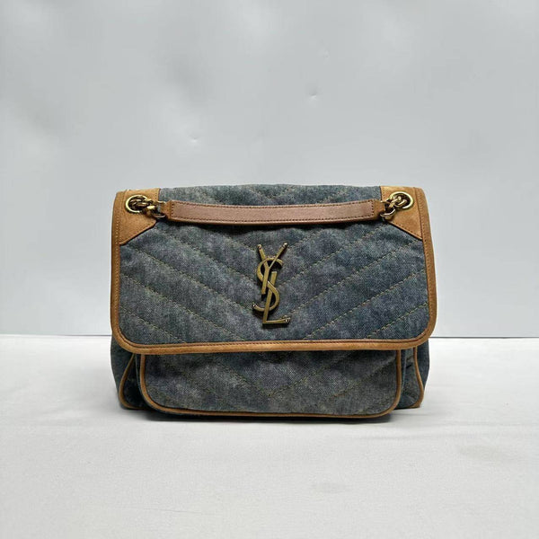 【TikTok Livestream】Saint Laurent/YSL Niki Medium Chain Blue CPU0814