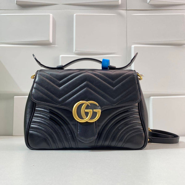【TikTok Livestream】Gucci/GG Marmont Medium Top Handle Black CPU0716