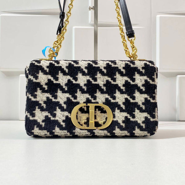【TikTok Livestream】Dior/CD Caro Medium Macro Houndstooth Black/White CPU0703