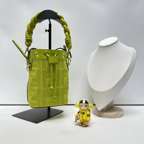 【TikTok Livestream】Fendi Mon Tresor Mini FF Embroidered Bucket Mustard