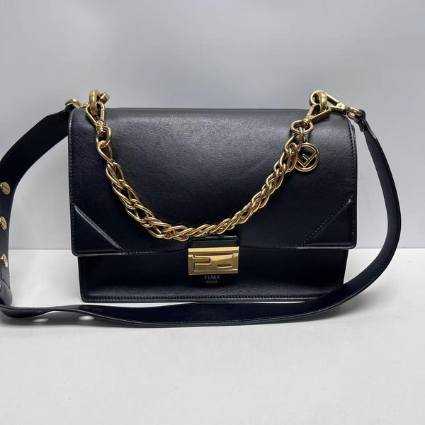 【TikTok Livestream】Fendi Kan U Medium Flap Black CPU0731